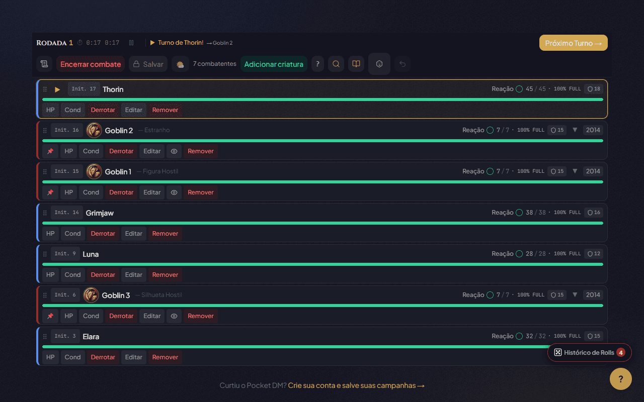 O Melhor Rastreador de Iniciativa Grátis para D&D 5e